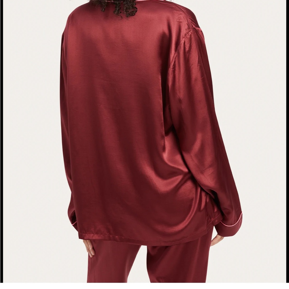 Morgan Lane Tommy PJ Set in Cabernet, silk petite xsmall SILK - Picture 6 of 7